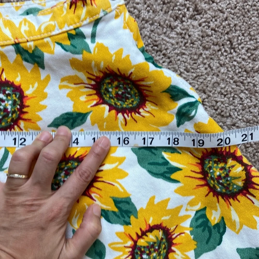 American Apparel Sunflower Print Jean Style Mini Skirt Size Small - Picture 8 of 9